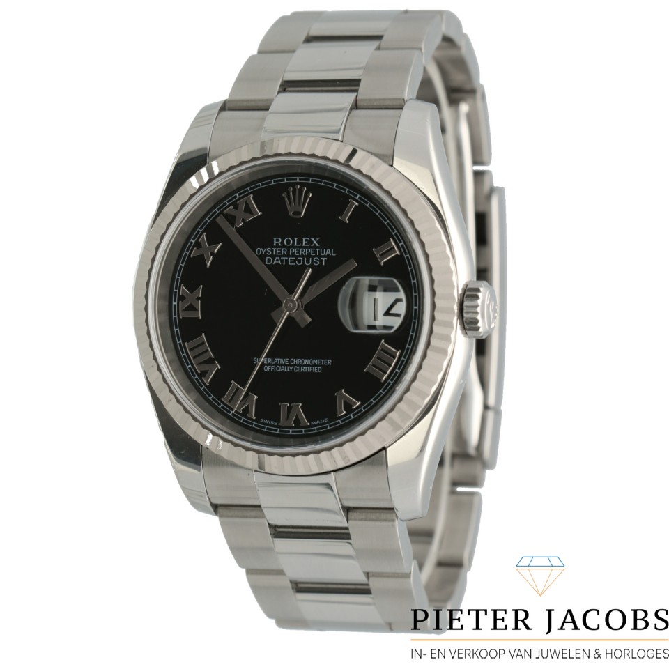 Rolex Datejust 36mm Black Roman Dial, Full set