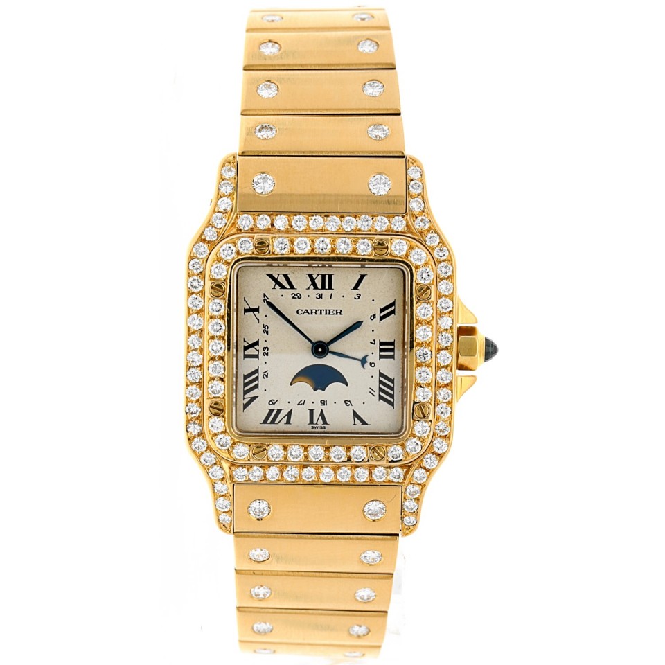 Cartier Santos Galbee Moonpahse 18Krt. geelgoud