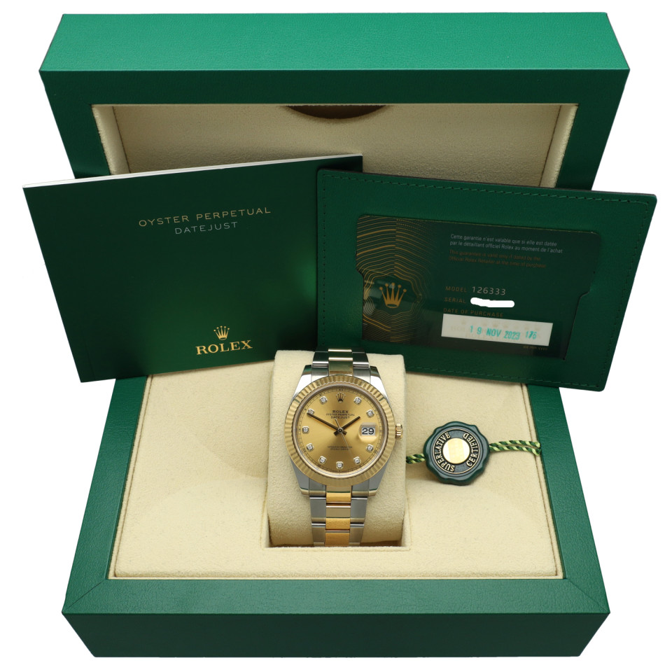 Rolex Datejust 41 Champagne/Diamond index Ref. 126333