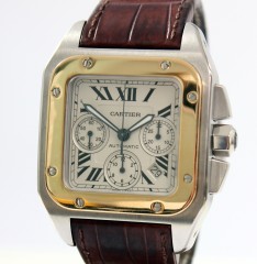 Cartier Santos 100 XL Goud/Staal Chronograaf Ref.2740