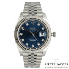 Rolex Datejust 41 Blue dial met Diamant Ref. 126334