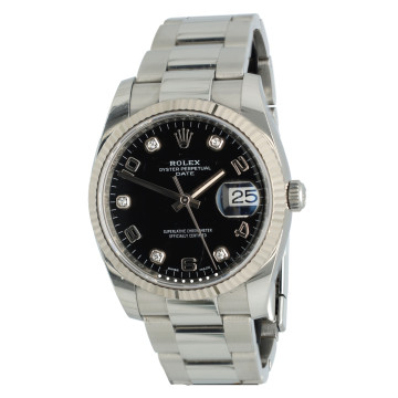 Rolex OP Date 34mm Black/diamond dial Ref. 115234