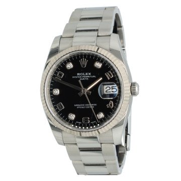 Rolex OP Date 34mm Black/diamond dial Ref. 115234